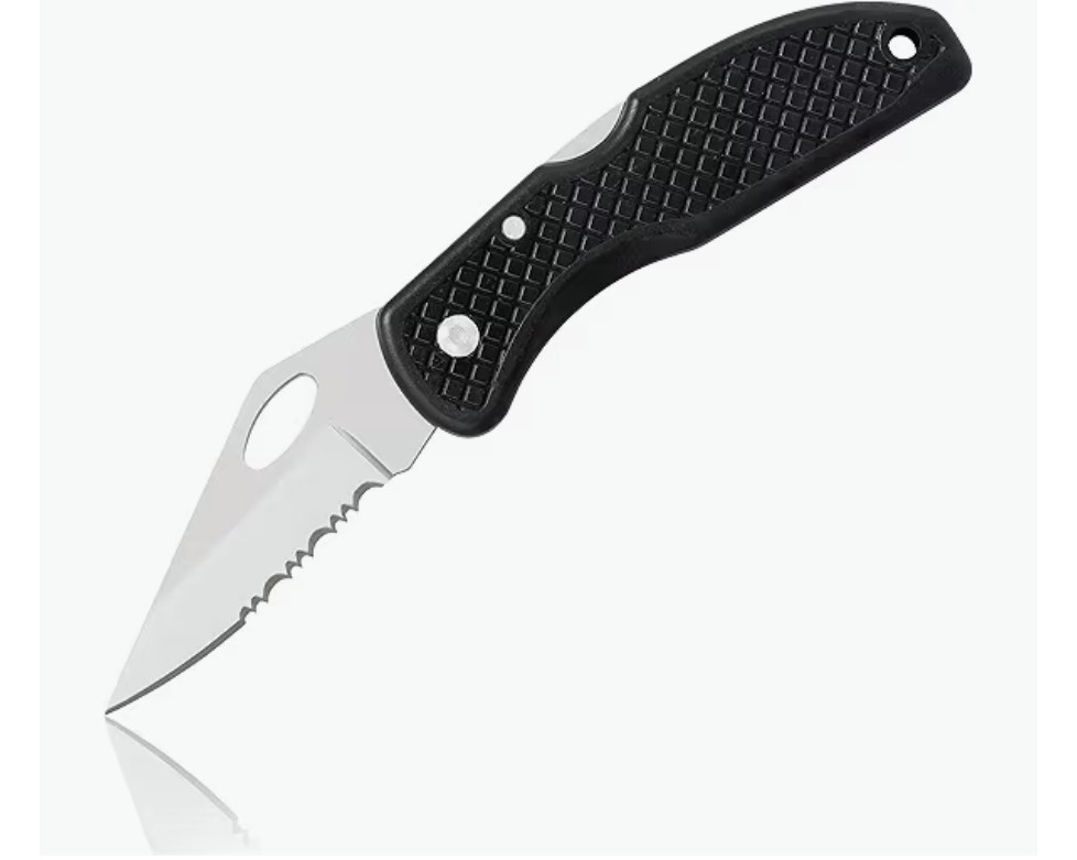 Maxam Falcon VII Lockback 7 Inch Combo Blade Pocket Knife With Steel Carry Clip
