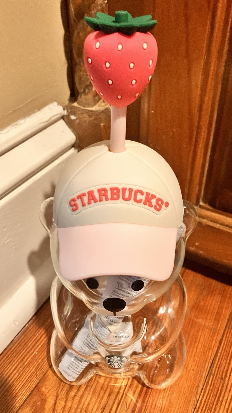 Authentic Real USA Starbucks Pink Barista July Drink Strawberry Bear Cup Glass