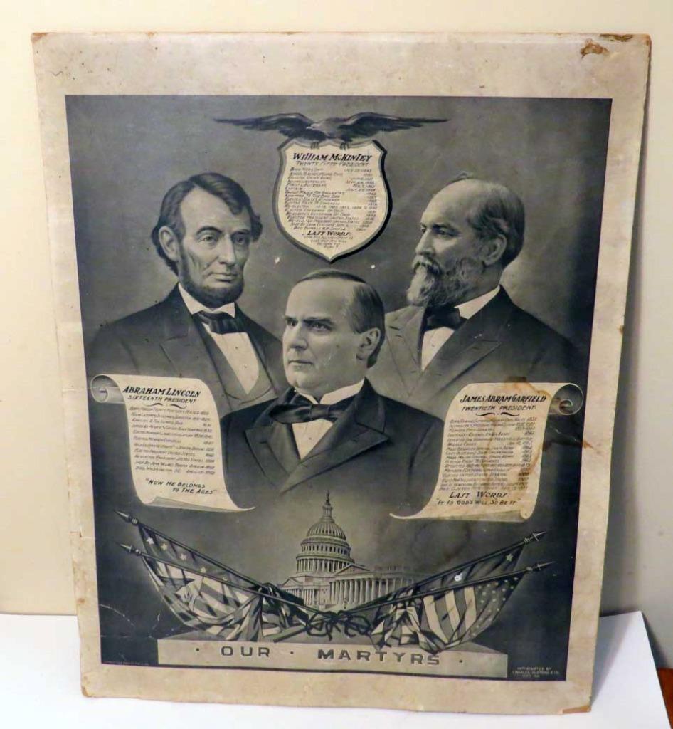 CHARLES GUSTRINE PRINT OUR MARTYRED PRESIDENTS 1901 RARE