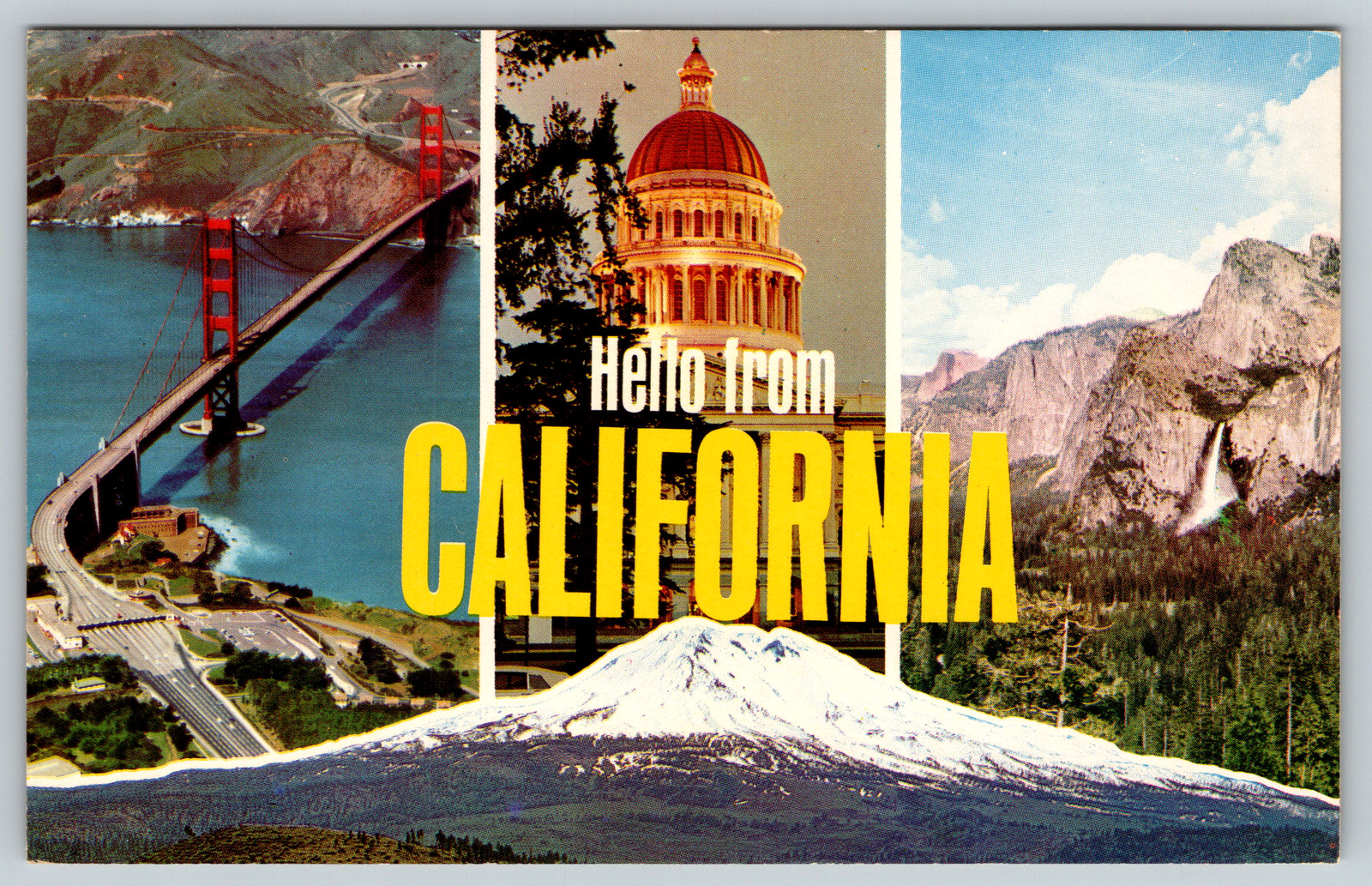 c1960s Hello From California Multi-View Capitol Yosemite Vintage Postcard