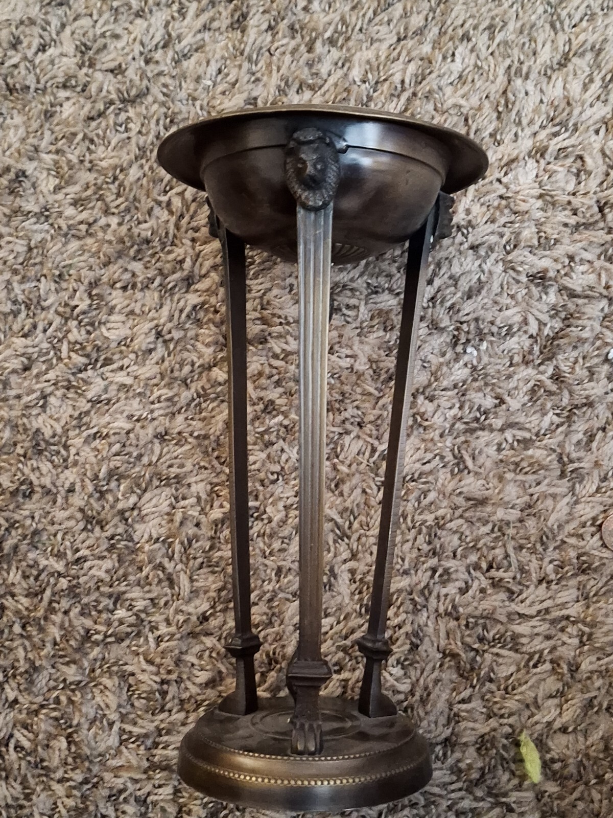 Crystal ball Candle holder Metal Patina Three legged Lion Head 10\