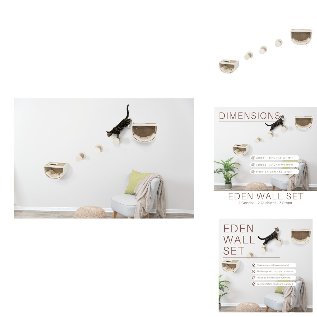 Trixie Eden Wall Mounted Cat Lounge – Gray-Greige, 18.9 x 11.8 x 13 in Trixie Eden Wall Mounted Cat Lounge – Gray-Greige, 18.9 x 11.8 x 13 in