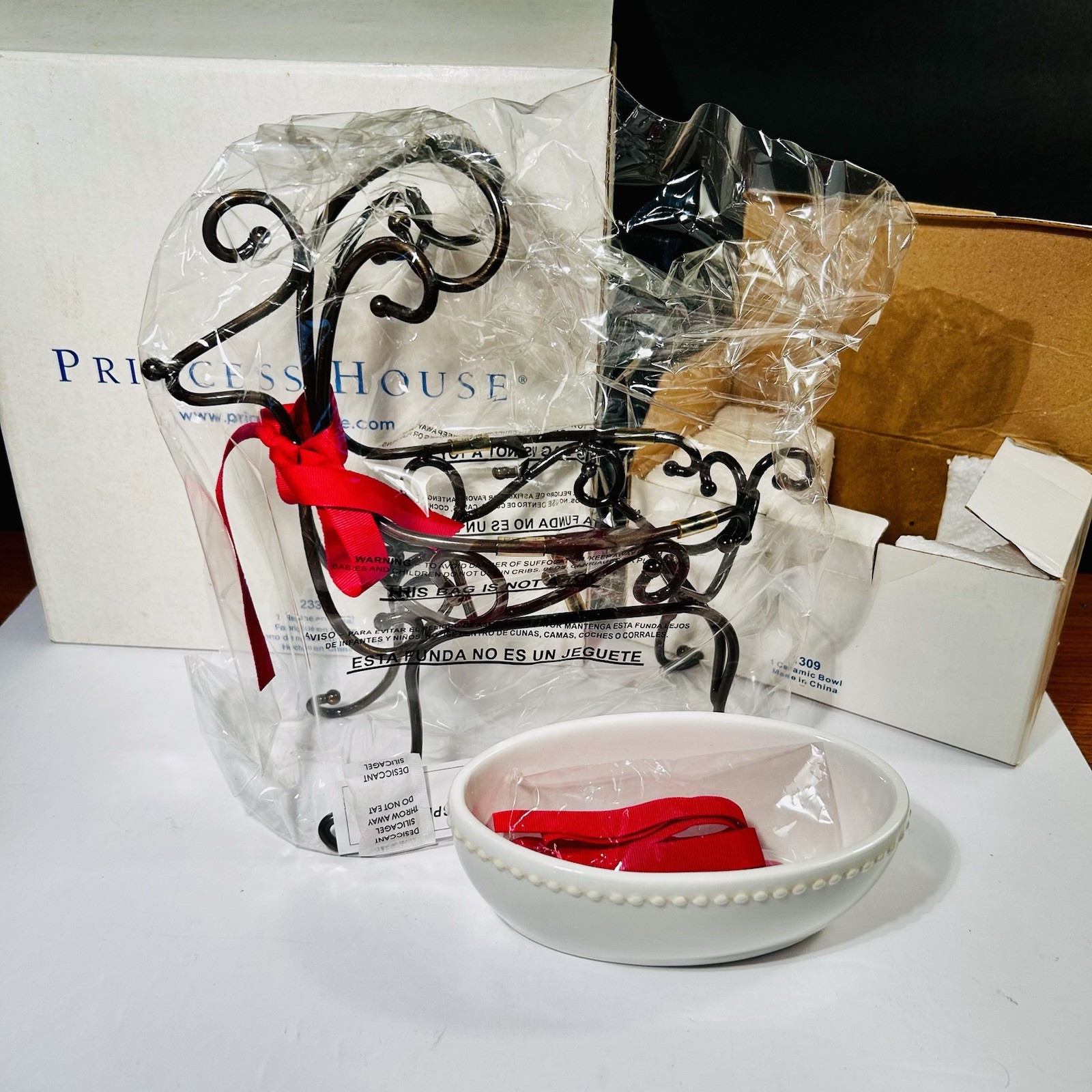NEW RETIRED Princess House Bronze Reindeer W/Ceramic Bowl 2331 & 1309 10
