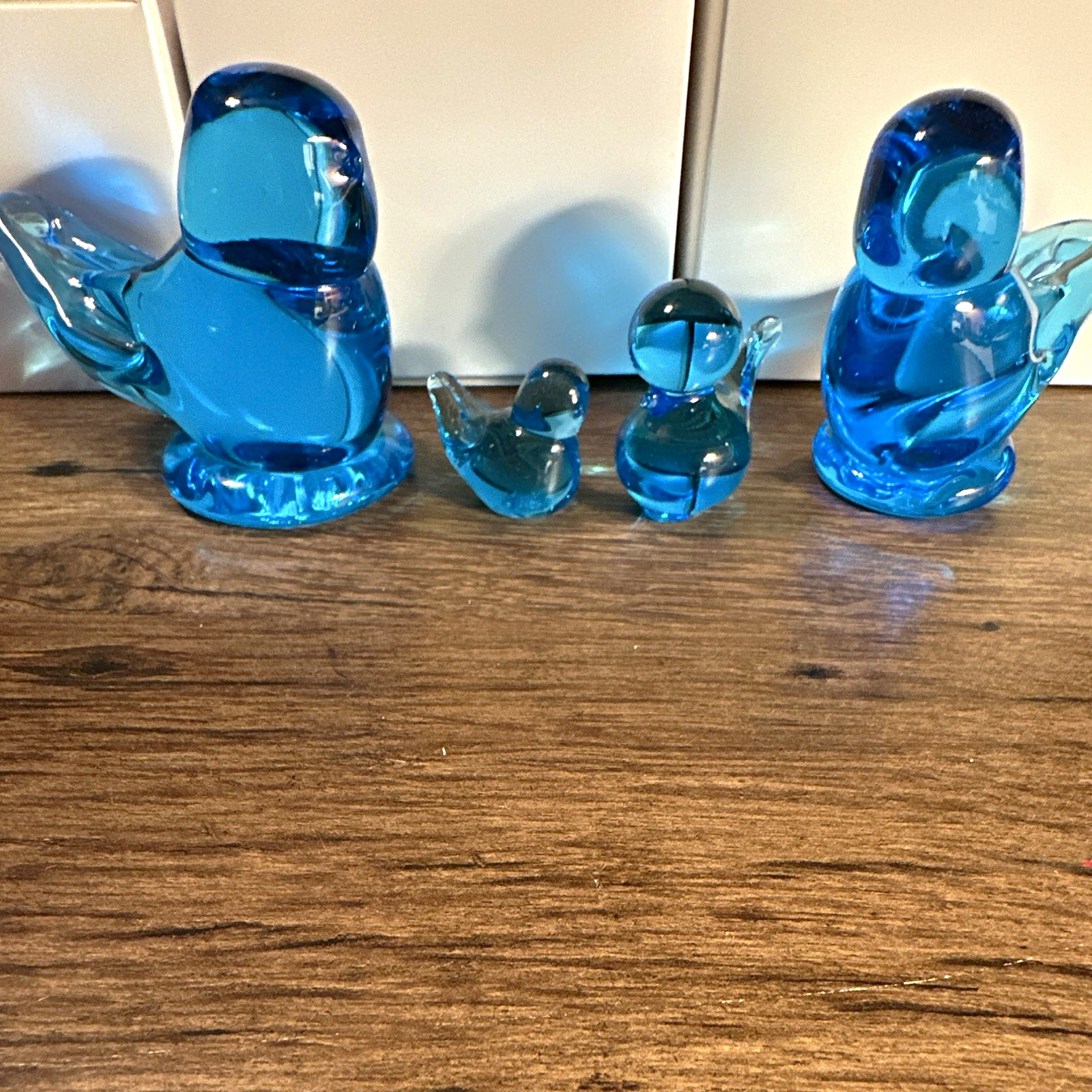 Sunny Day Bluebird Blue Glass Bird Figurines Set Lot Bird Animal Glass