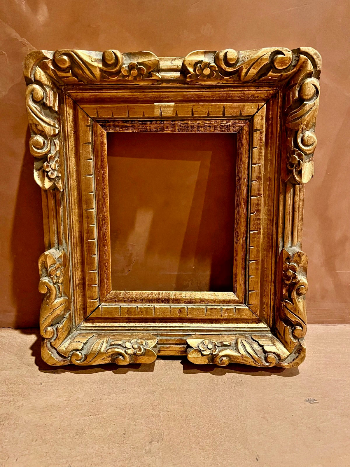 Beautiful intricate carved wooden Gold frame that can become 2 frames if wanted Beautiful intricate carved wooden Gold frame that can become 2 frames if wanted