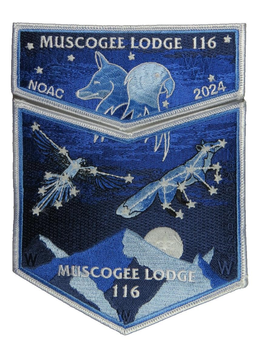 Muscogee Lodge 116 Indian Waters Council SC 2024 NOAC Flap Set WHT Bdr