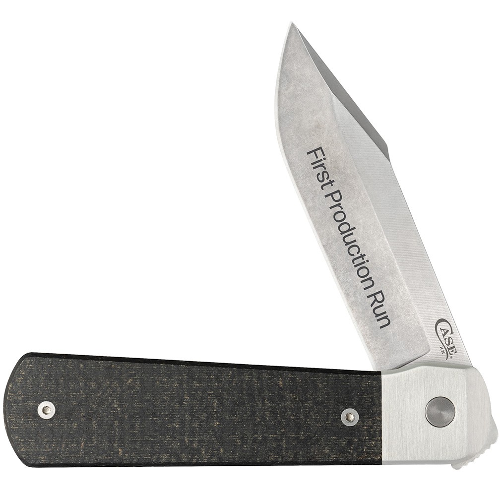 CASE XX KNIVES FPR - LONGHOUSE™ - SMOOTH BLACK BURLAP MICARTA® LONGHOUSE CPM20CV