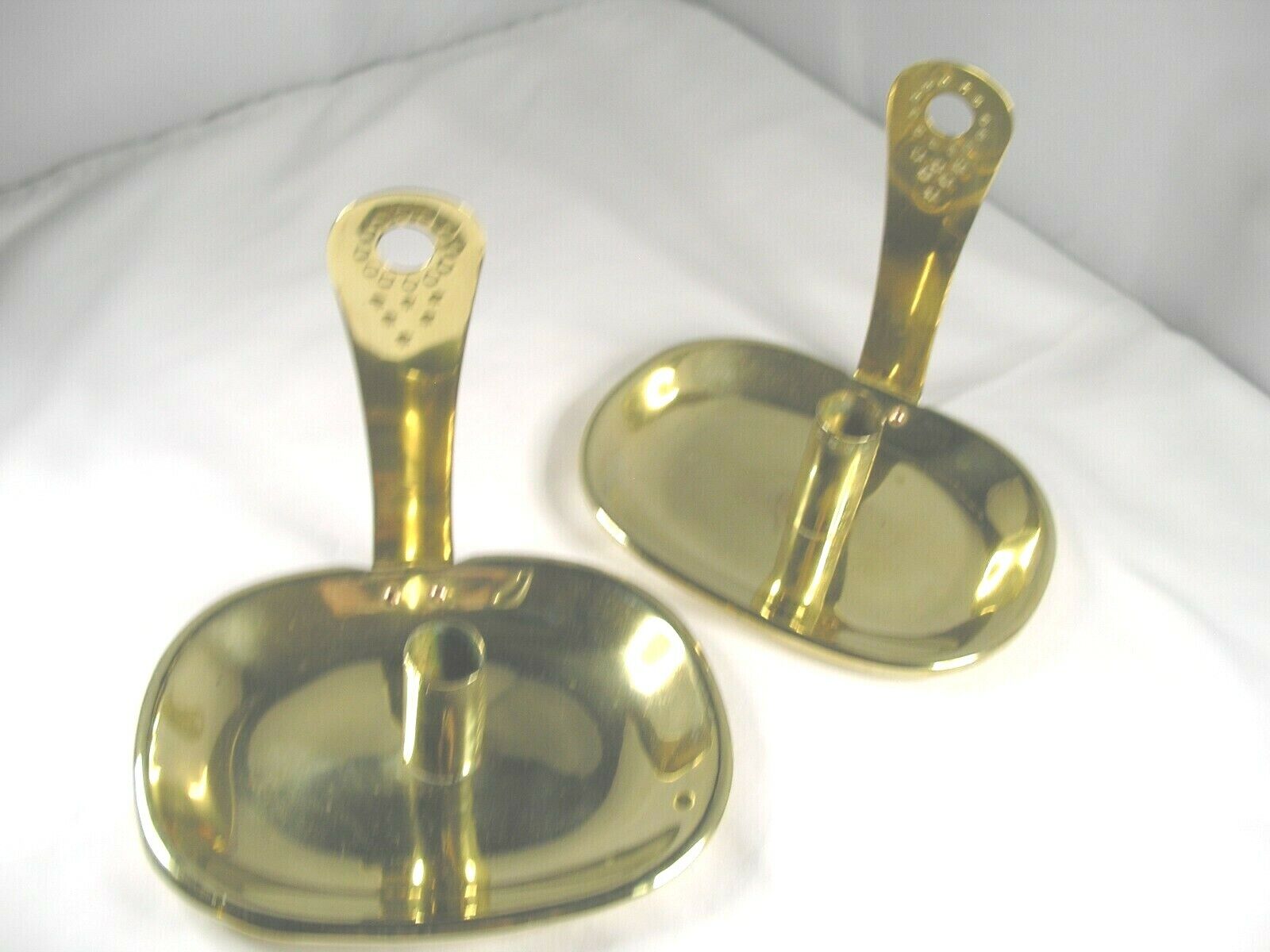 Quite Unusual Colonial Reproduction Solid Brass Sconces: Easy to carry if Needed