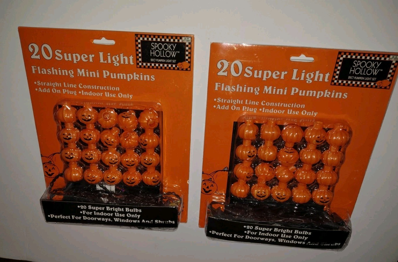 2 Packages 1998 Spooky Hollow 20 Super Light Flashing Mini Pumpkins Works Tested