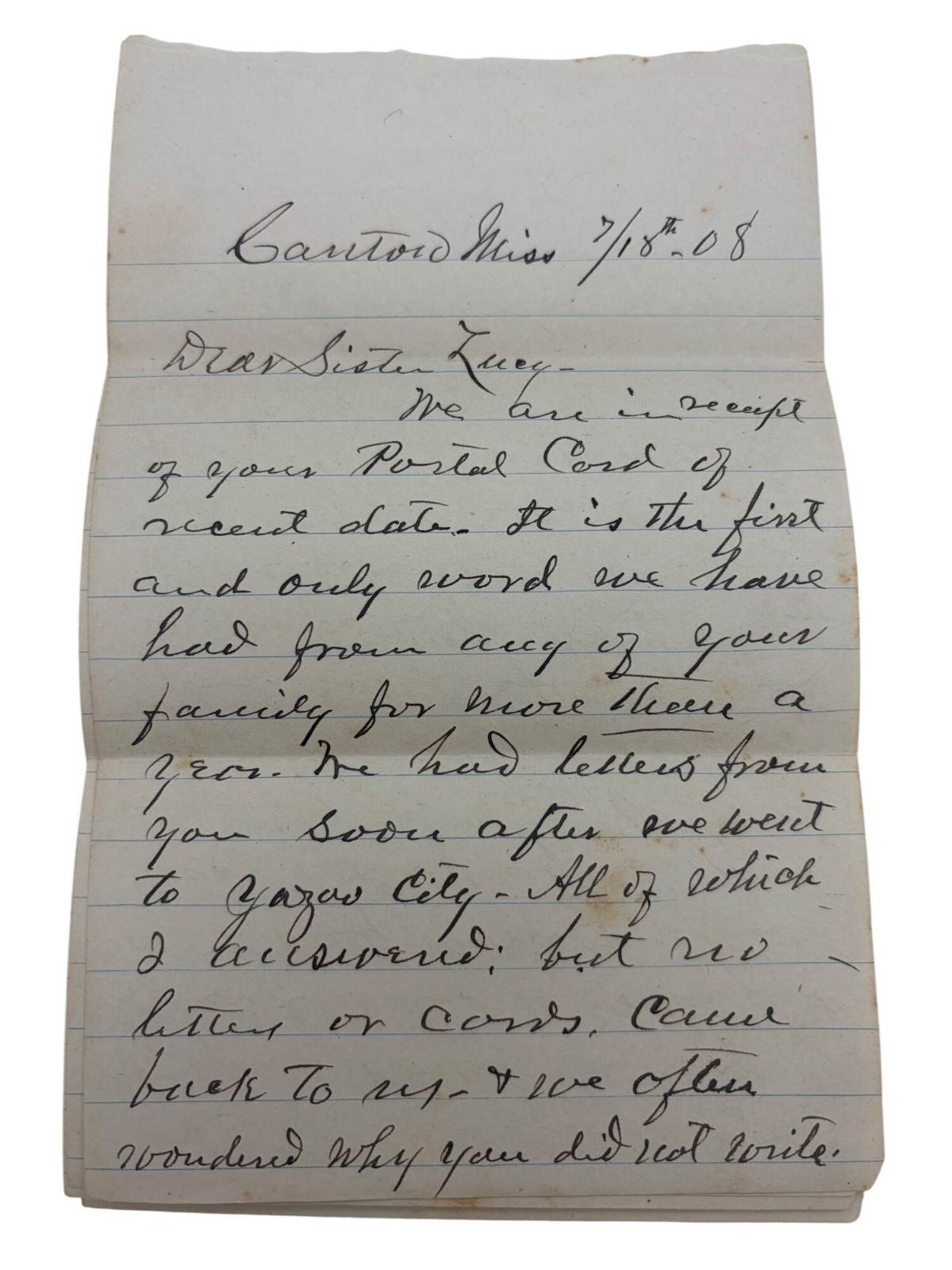 1908 Canton MS Letter Railroad Growth Yazoo City Jackson ICRR History Doc 1908 Canton MS Letter Railroad Growth Yazoo City Jackson ICRR History Doc