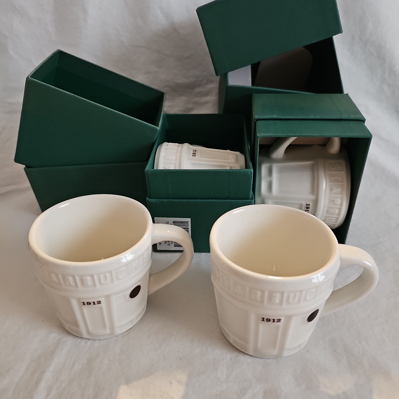 2016 Starbucks 1912 First Store Pike Place 3oz Mug Lot of 4 New With Boxes