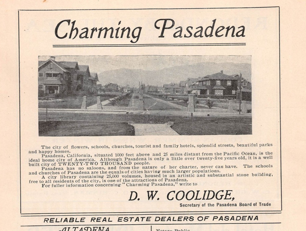antique 1905 ads CHARMING PASADENA Ca + Local Business Ads \