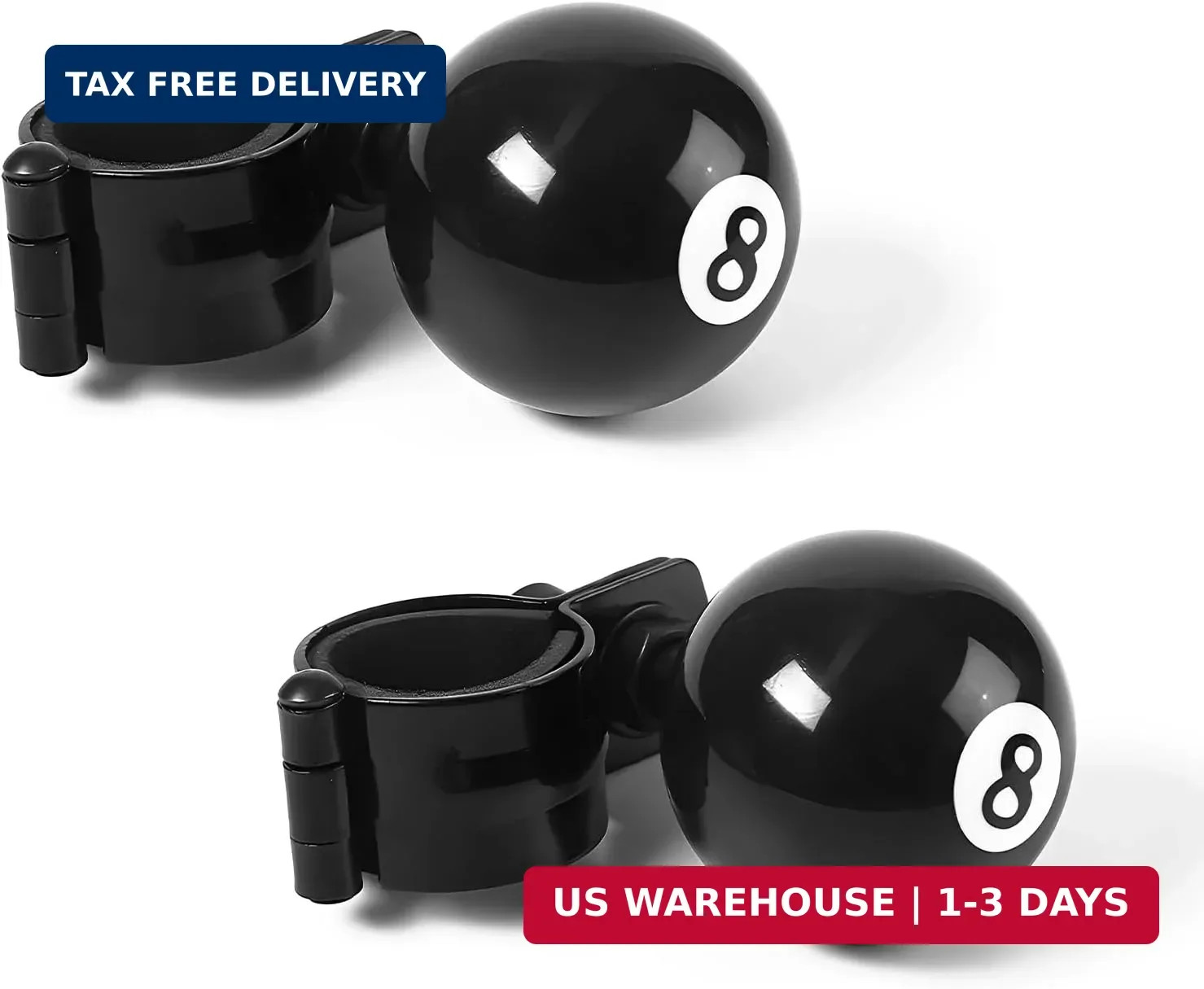 2 PCS 8 Ball Steering Wheel Knob Spinner, 360 Degrees Rotatable Car Billiard Bal 2 PCS 8 Ball Steering Wheel Knob Spinner, 360 Degrees Rotatable Car Billiard Bal