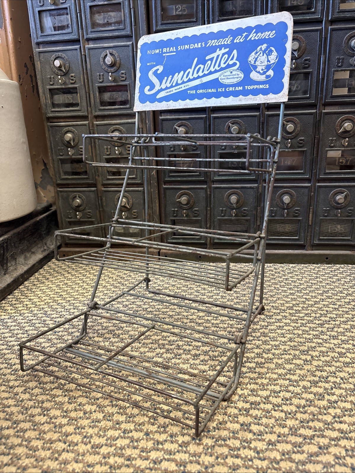 Antique Sundaettes Store Counter Display Ice Cream Sundae Sign Baron Linden NJ