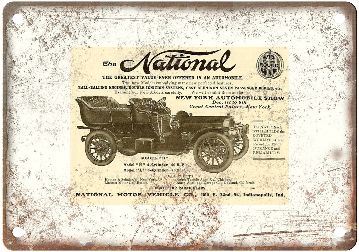1907 National Vintage Automobile Ad Retro Look Metal Sign AM9048