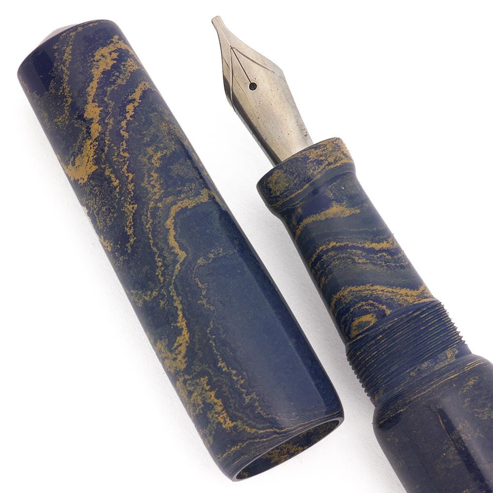 Ranga Grand Abhimanyu Premium Ebonite Fountain Pen- Blue & White, #6 Nibs, C/C