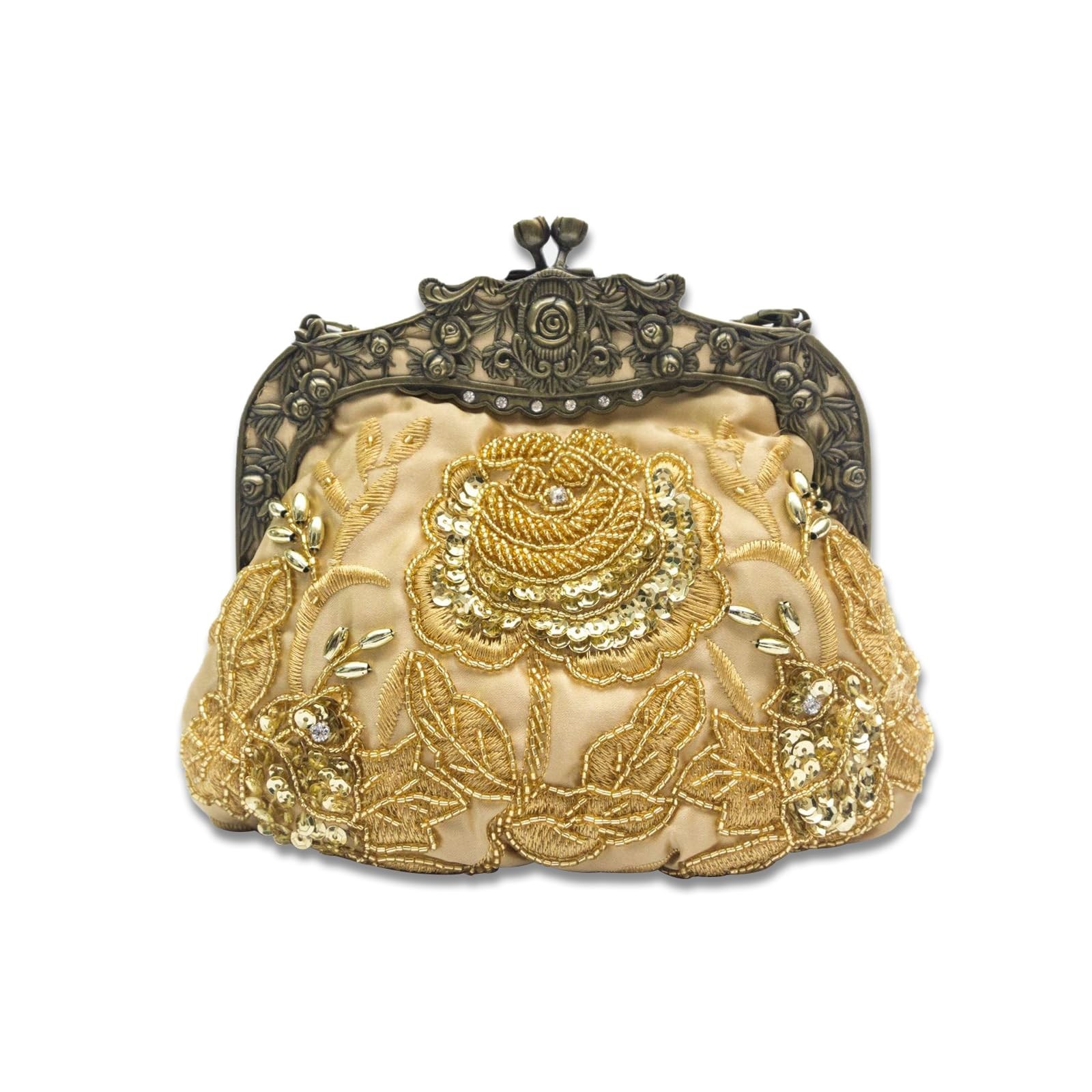 Vintage 1920s Beaded Evening Bag Pearl Clutch Bag for Women Bridal Wedding Pu...
