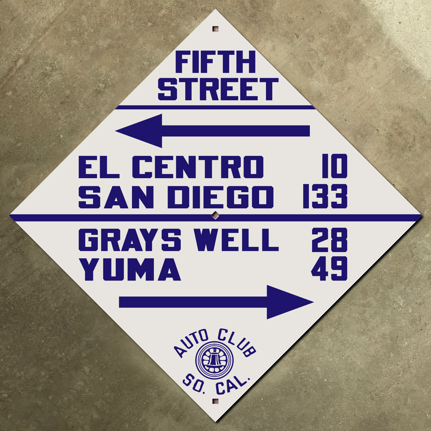 El Centro San Diego California ACSC highway road sign auto club AAA Holtville