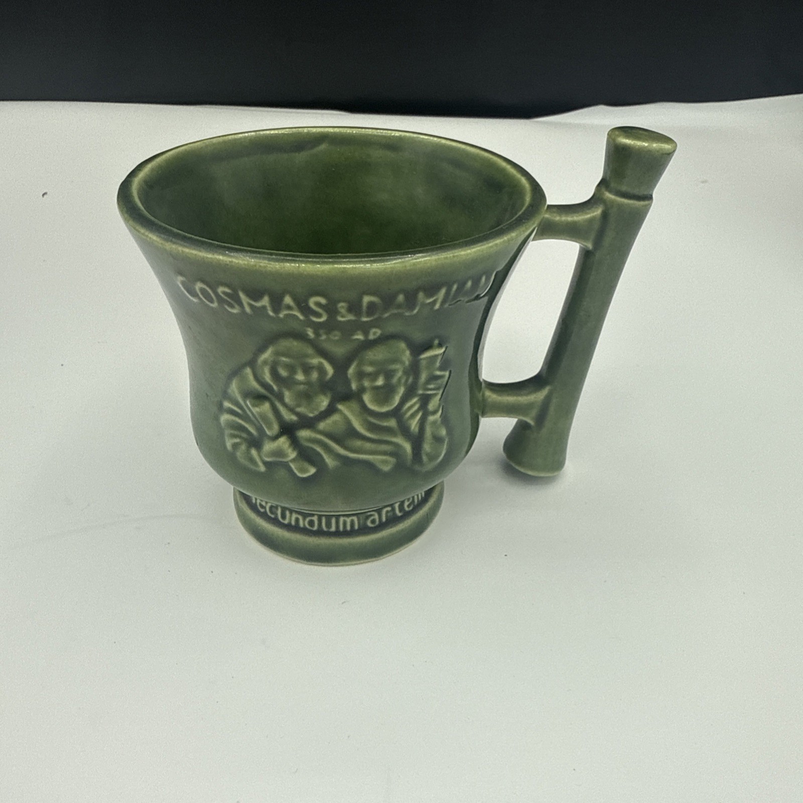 Cosmas & Damien Green Mug Pottery Pharmacy Advertising Schering