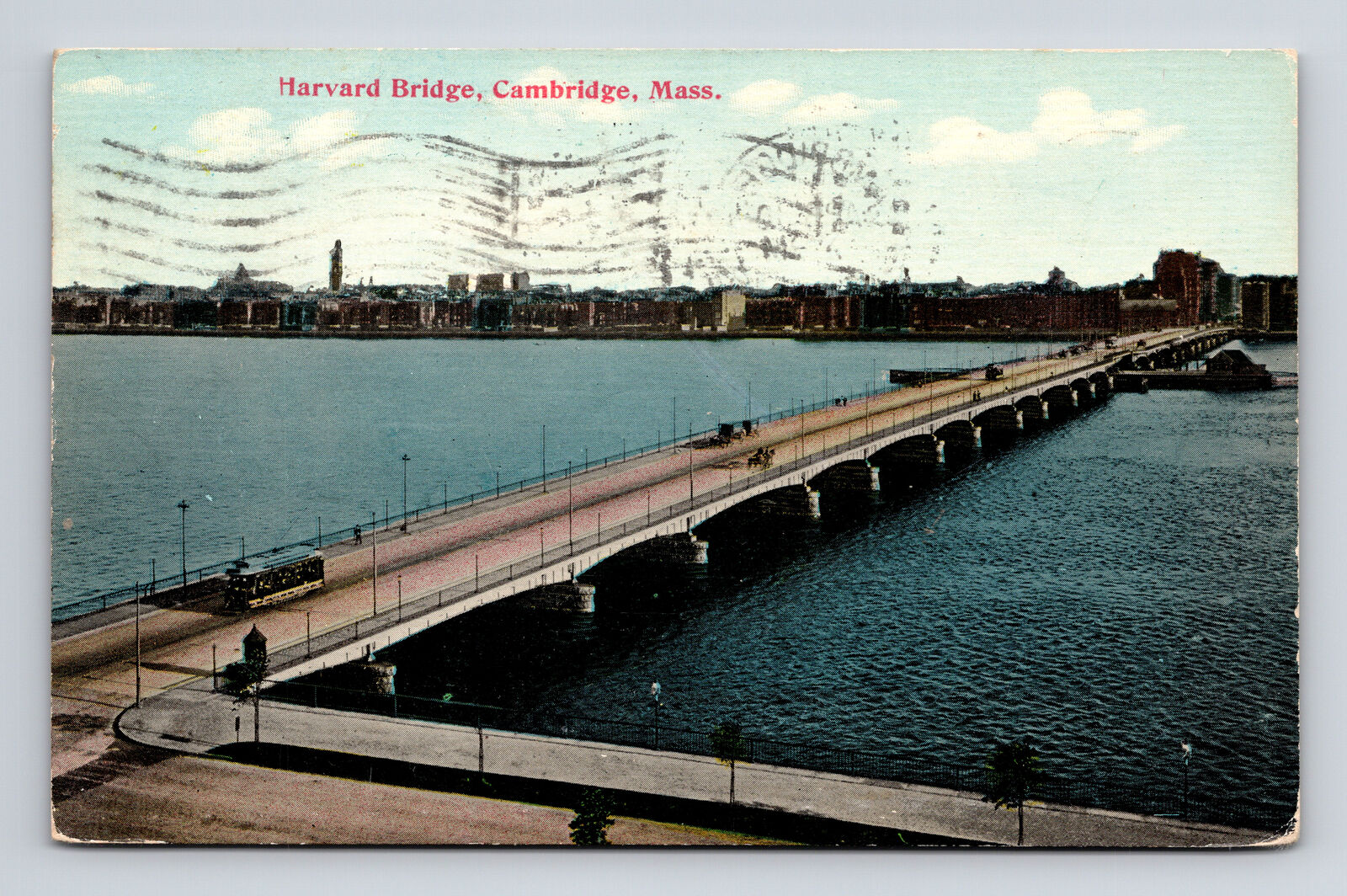 c1912 DB Postcard Cambridge MA Massachusetts Harvard Bridge