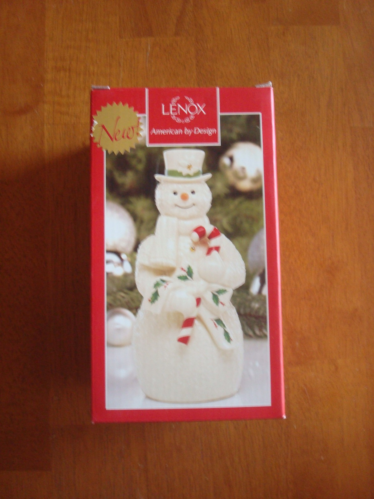 LENOX HOLIDAY SNOWMAN WITH CANDY CANE -  ORIGINAL BOX INCLUDED