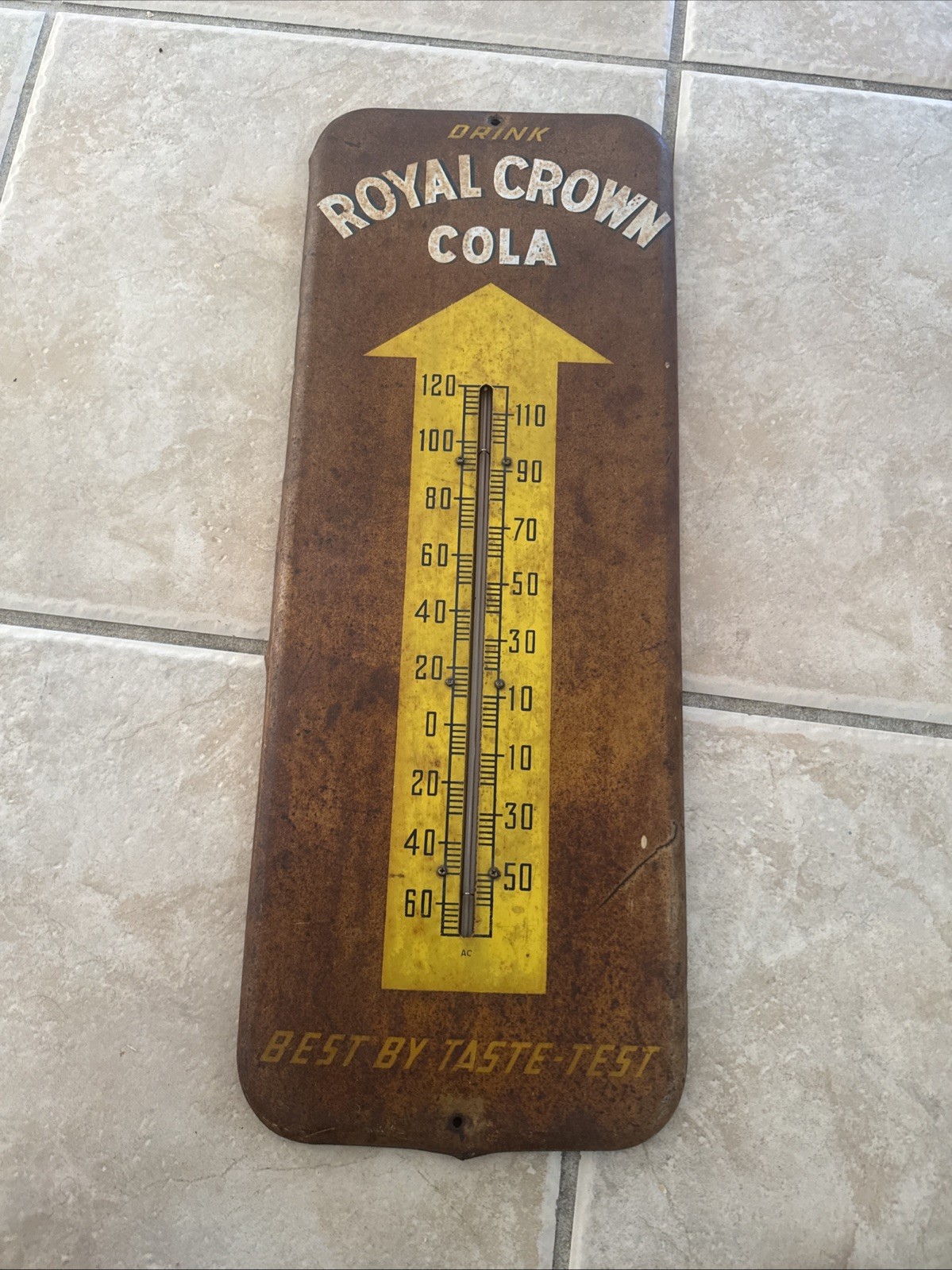 Original Vintage Royal Crown RC Cola Thermometer Sign decor advertising .1951 Original Vintage Royal Crown RC Cola Thermometer Sign decor advertising .1951
