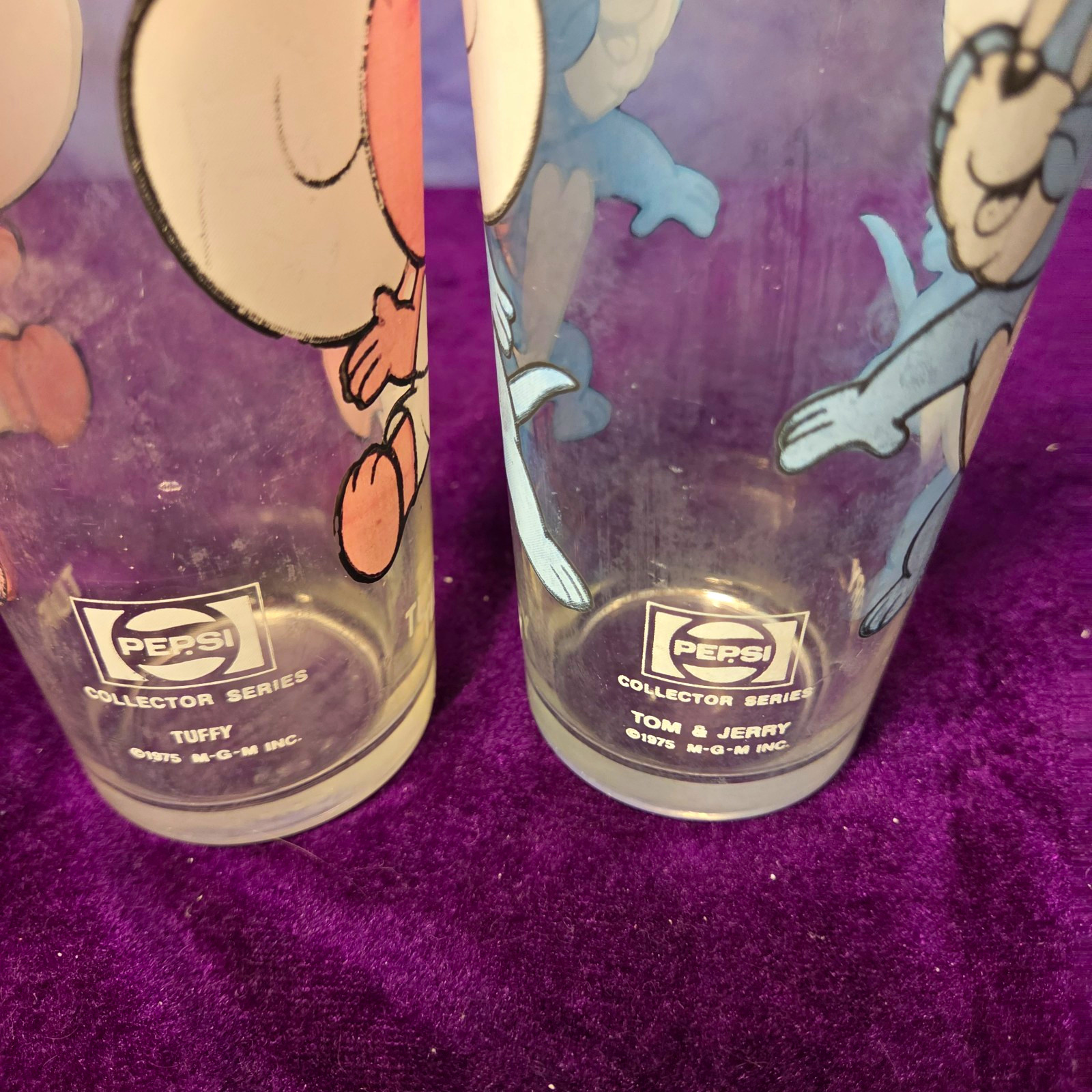 Pepsi 1975 Collector Series Tom & Jerry Tuffy & Jerry Glasses Set of 2
