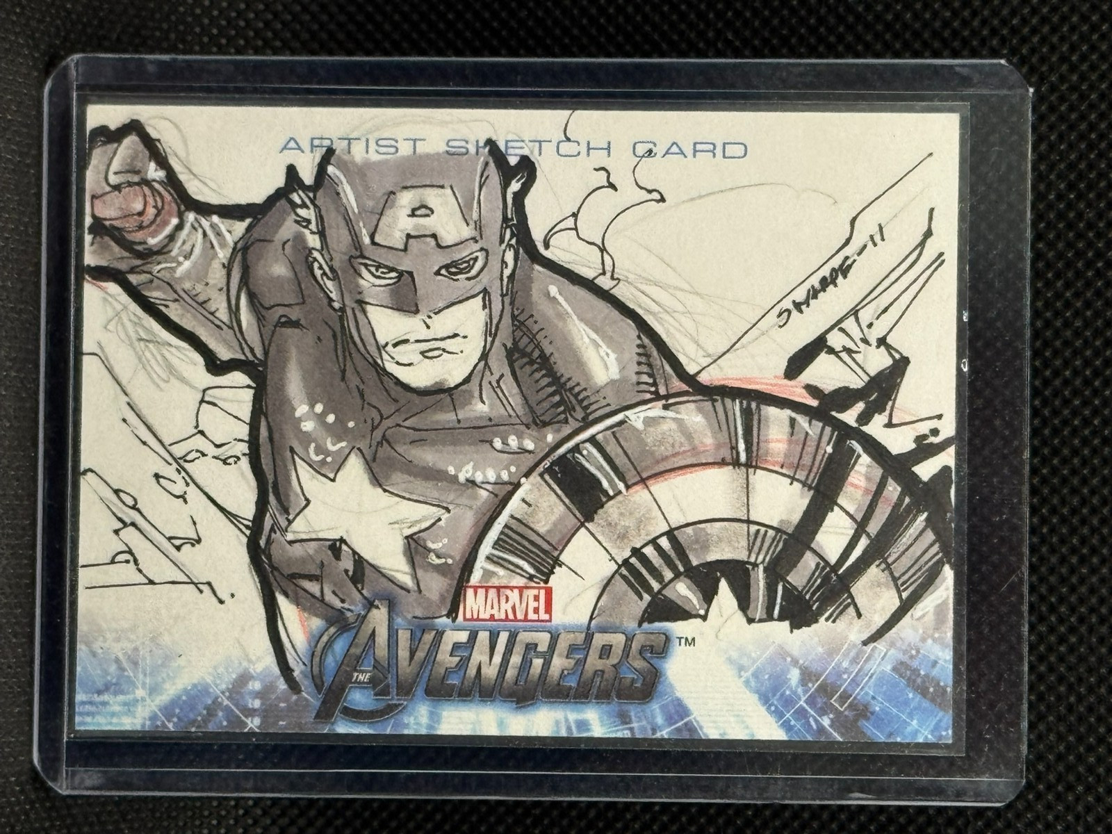 2012 UD Marvel Avengers Assemble Artist Sketch Card Kevin Sharpe Captain America