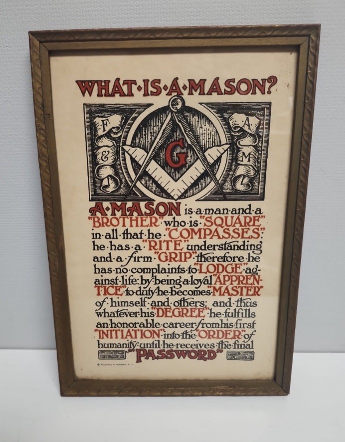 Vintage/Antique Masonic Free Masons “What is a Mason”? Framed Verse Cool