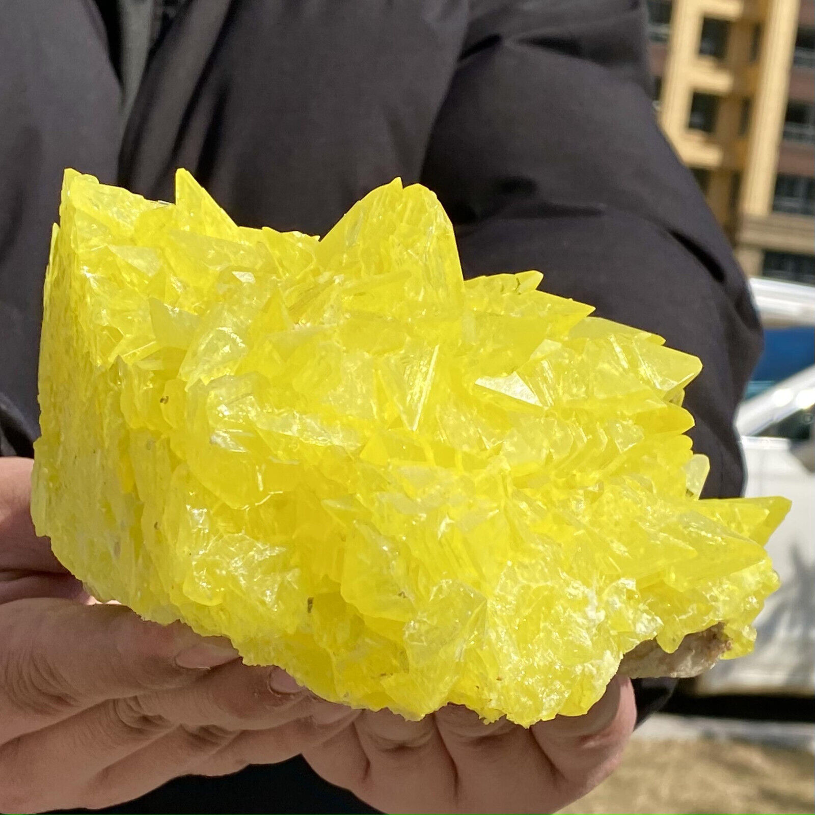 3.4LB Rare yellow sulfur crystal quartz crystal mineral specimen