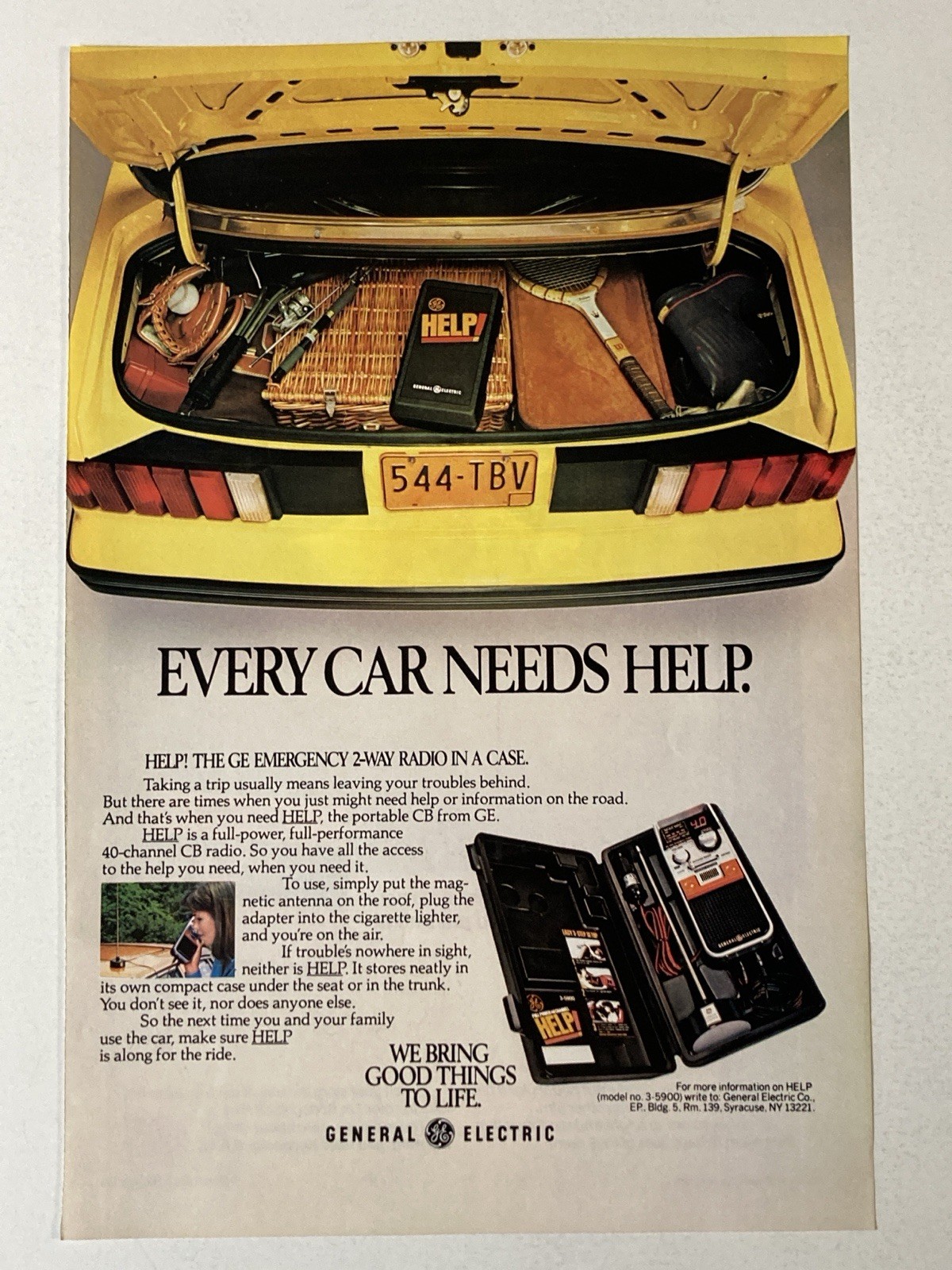 1981 GE General Electric Print Ad HELP Emergency Two Way Radio