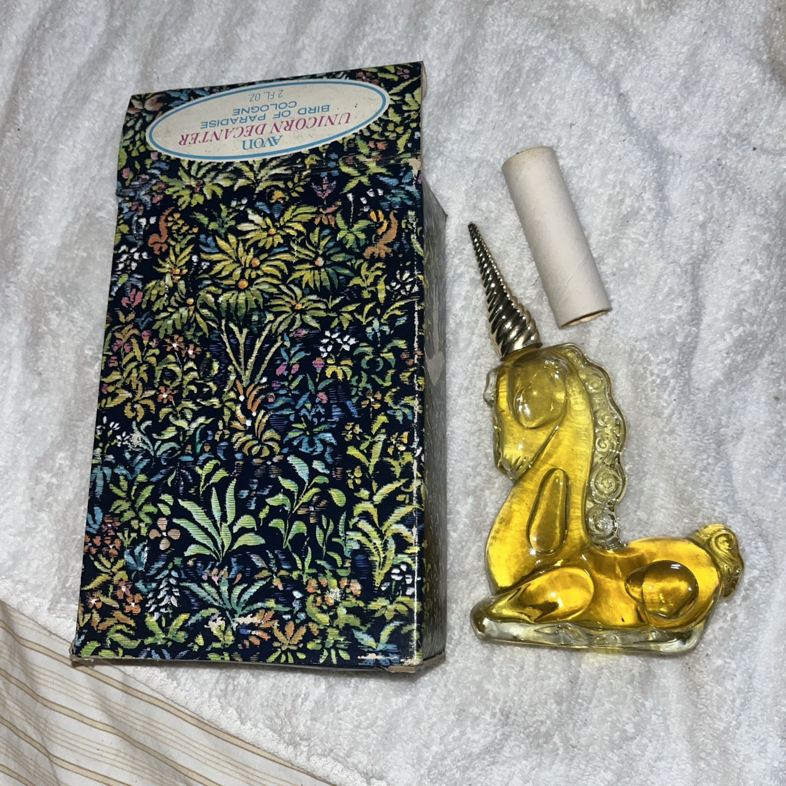 Avon Vtg Unicorn Decanter Bird of Paradise Cologne 2fl oz Decorative Bottle, Box Avon Vtg Unicorn Decanter Bird of Paradise Cologne 2fl oz Decorative Bottle, Box