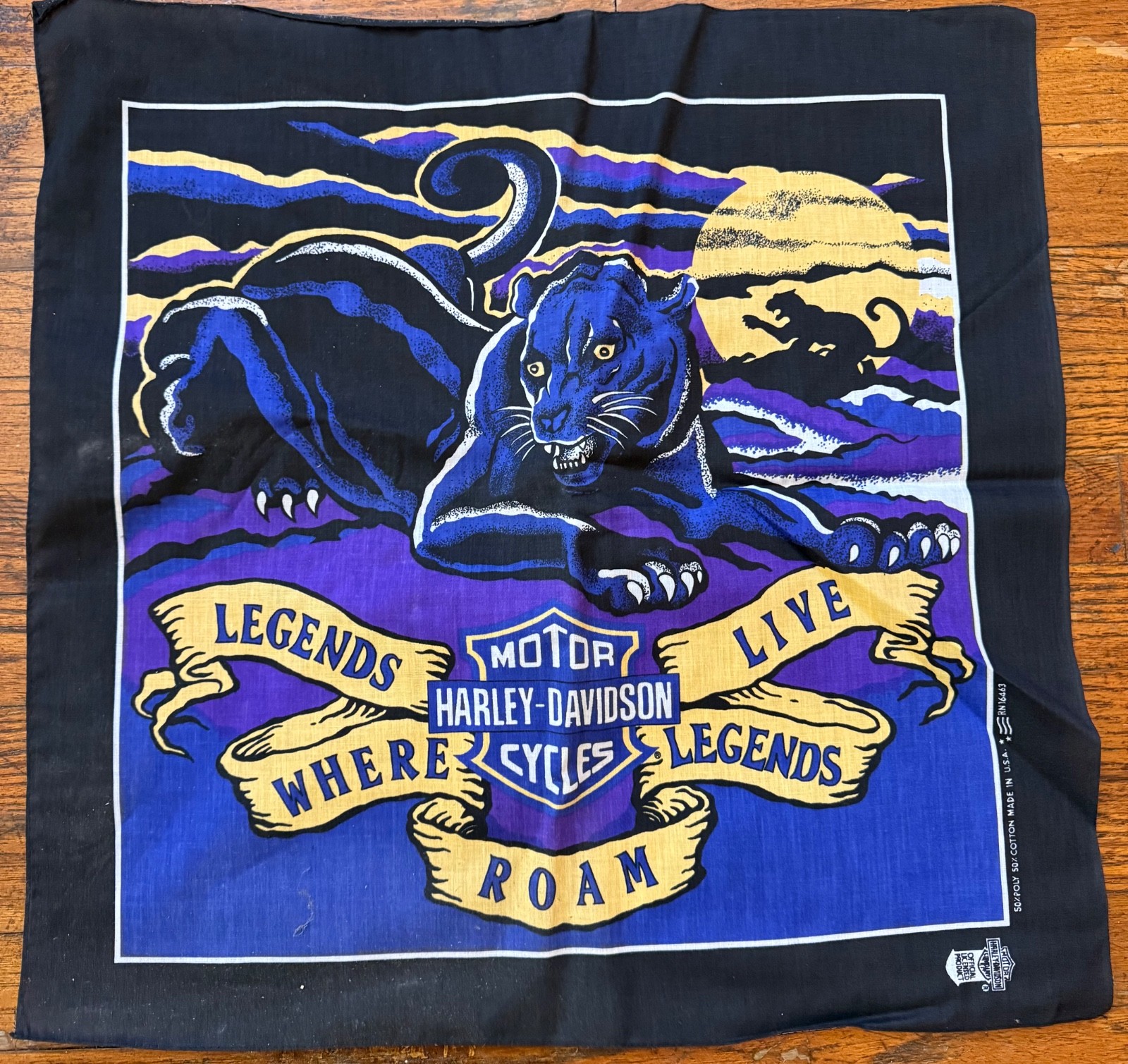VINTAGE Harley Davidson Legends Live Where Legends Roam Bandana Scarf Made USA