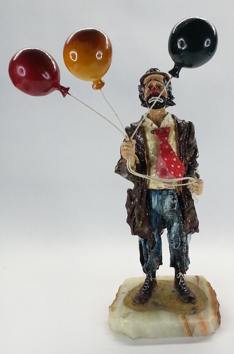 1984 Large Vintage Ron Lee Emmett Kelly Clown Figure Holding Balloons