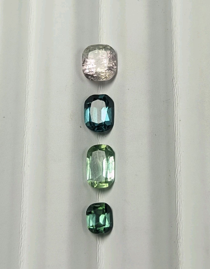 2.5 Ct Stunning Lot Of Natural Tourmaline Gemstones - Nice Color - Cushion Cut 