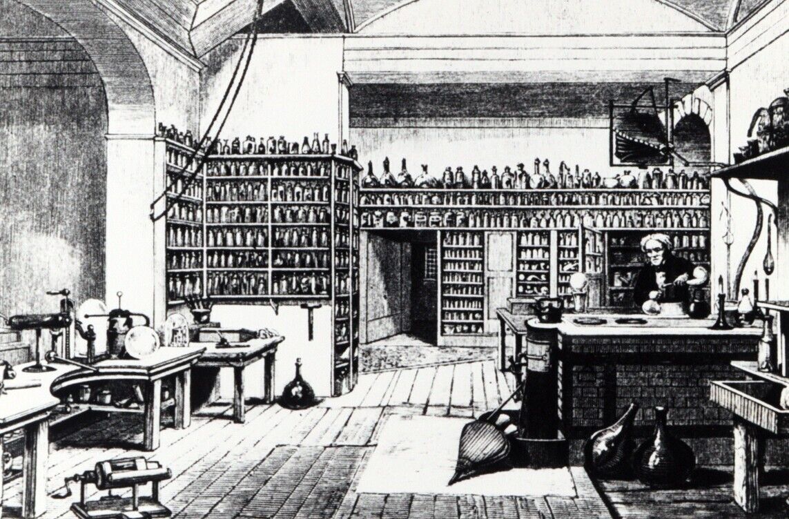 Vintage Press Photo Drawing Of Laboratory By Michael Faraday, print