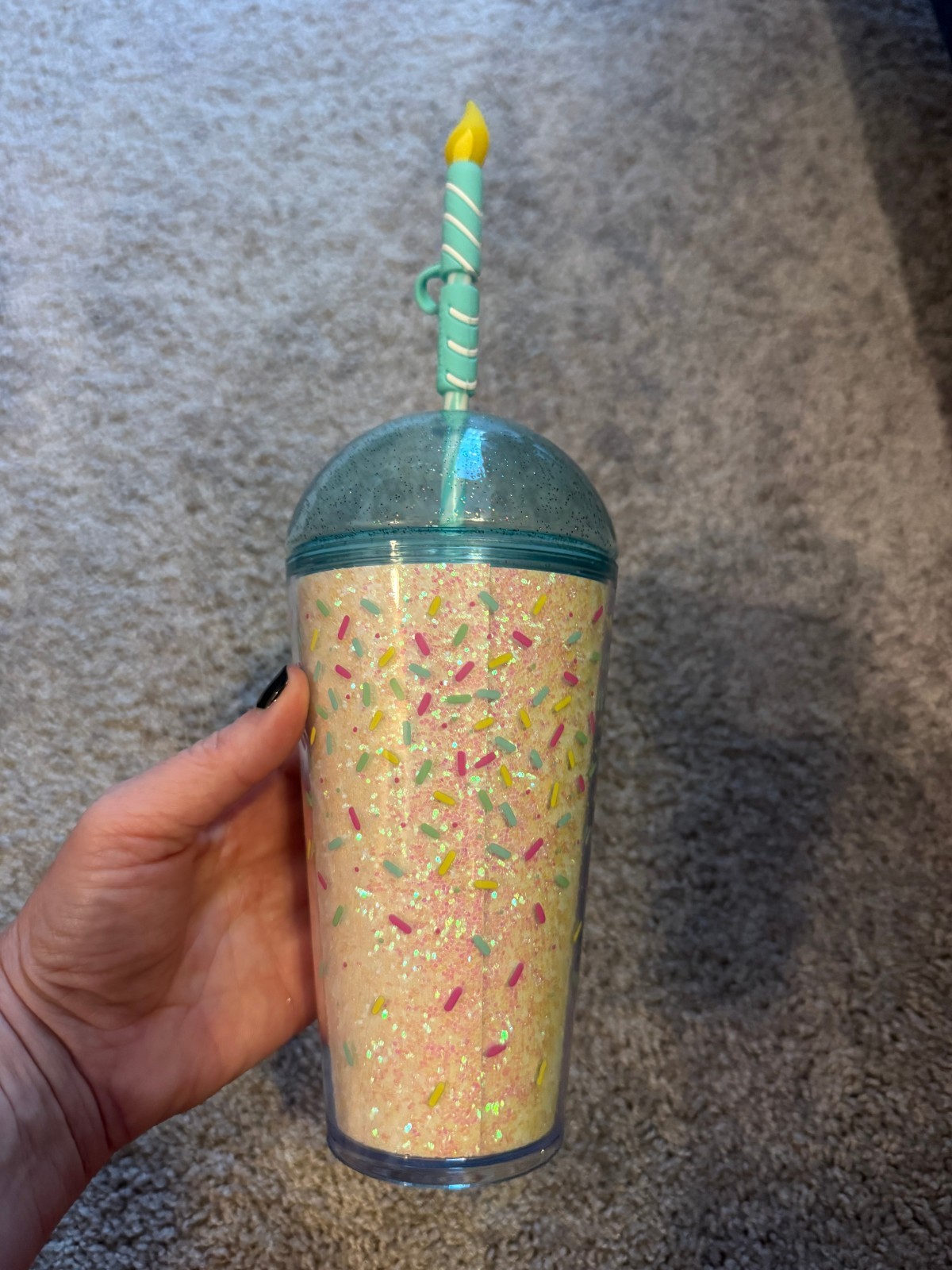 Starbucks Summer 2025 Birthday Confetti Dome Cold Cup 16oz Grande Candle Topper