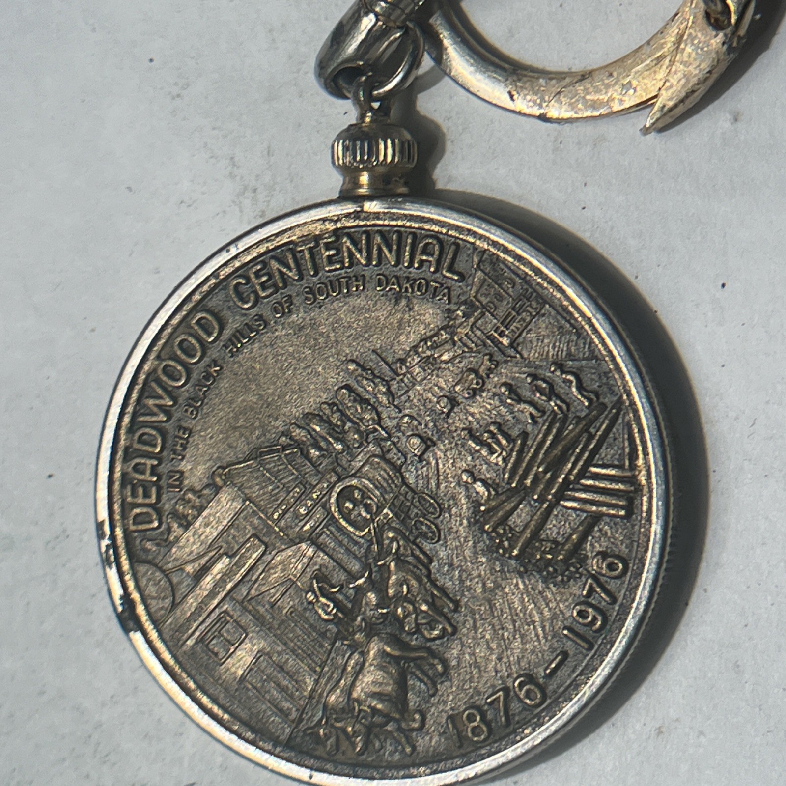 Deadwood Centennial Coin 1776-1976   Mounted  Key Chain RARE Impossible To Find