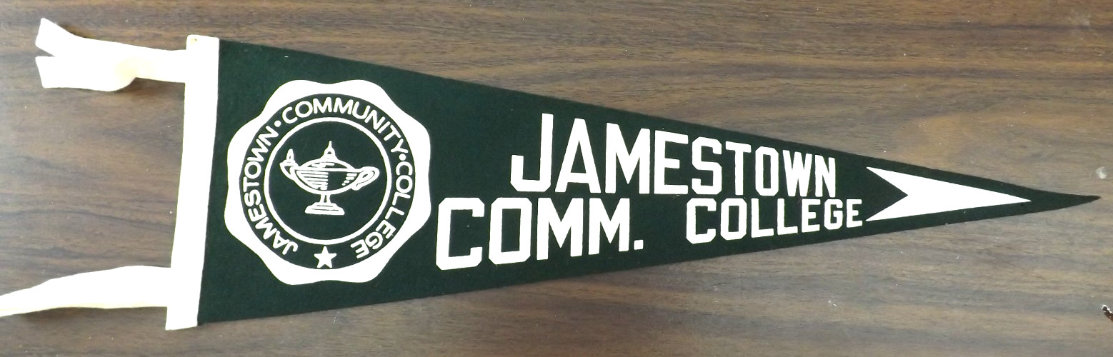 VINTAGE 1950s JAMESTOWN COMMUNITY COLLEGE PENNANT BANNER OLEAN NEW YORK SUNY