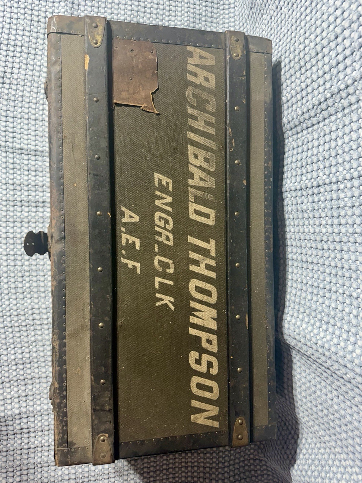 WWI US AEF Archibald Thompson Marked Trunk w/ US Army Uniform & Paperwork