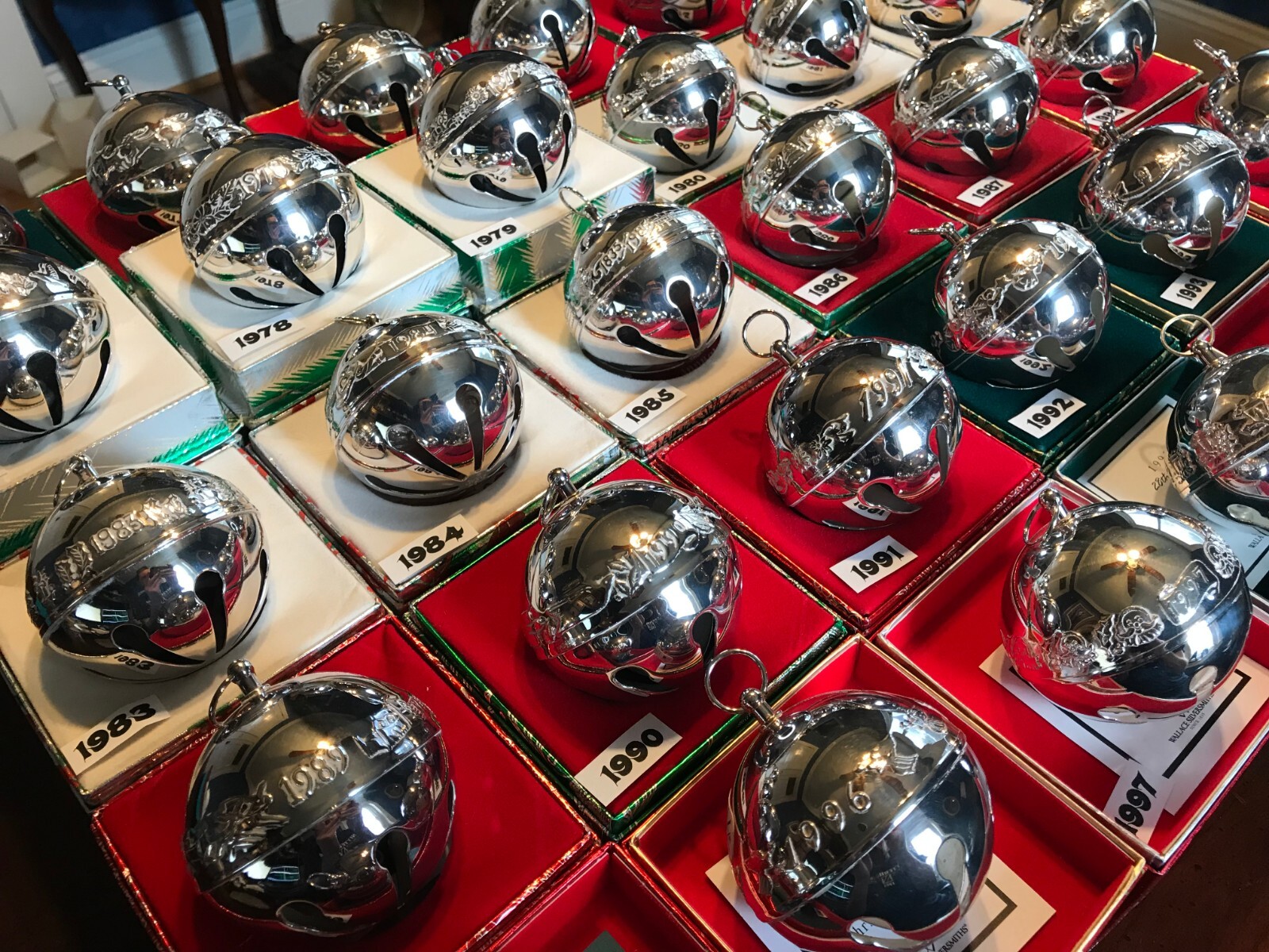 Vintage Wallace Silver Sleigh Bell Christmas Ornaments - 1971-2024 - Silver Ball