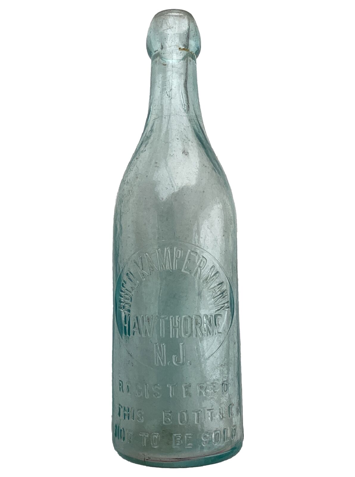 Hugo Kampermann Hawthorne NJ Bottle Blob Top Aqua SCARCE Beer Soda