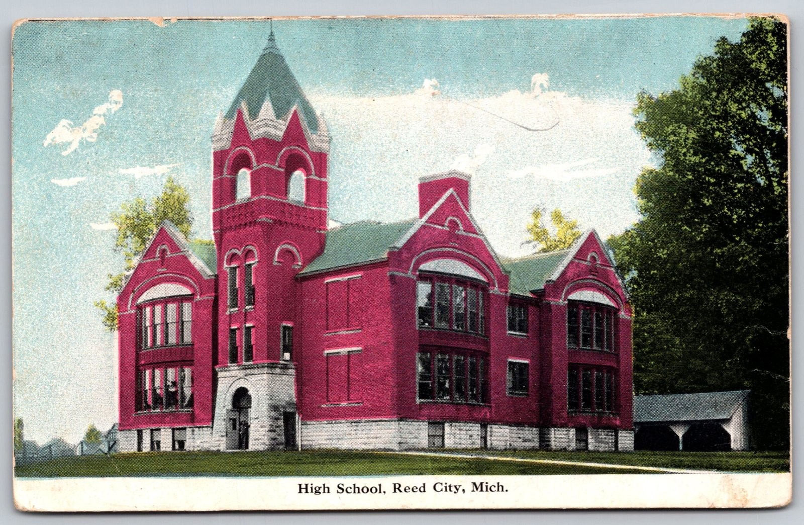 Reed City Michigan High School Building View Postcard PC196 Reed City Michigan High School Building View Postcard PC196