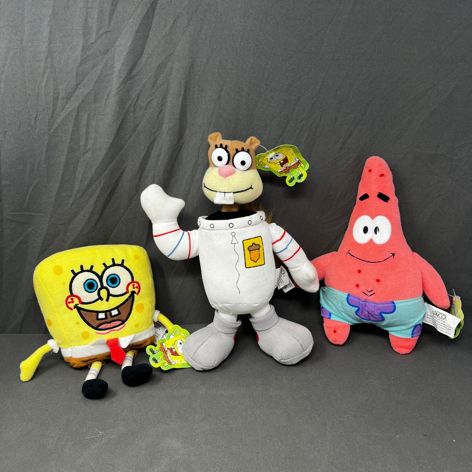 Vintage Nanco SpongeBob Sandy Patrick Plush Set 2003 Nickelodeon Stuffed Toy