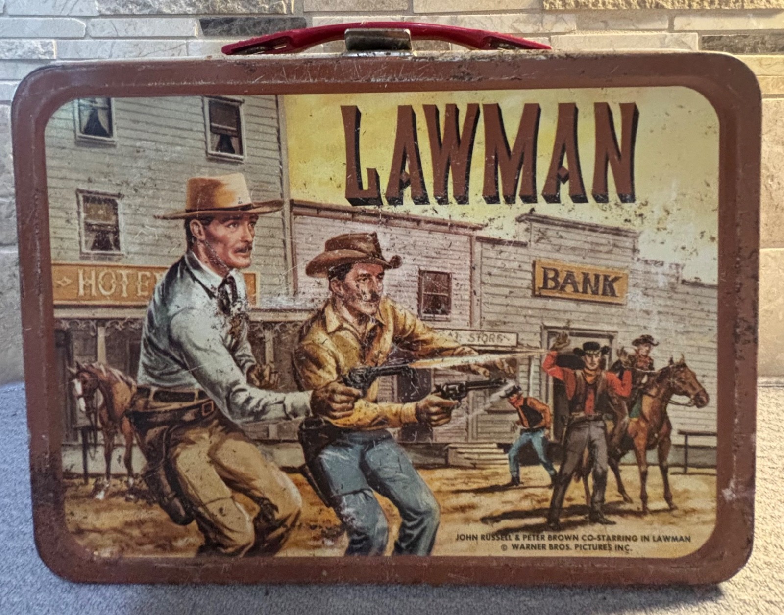 Vintage 1961 LAWMAN Metal Lunchbox Warner Bros TV Western King Seeley Vintage 1961 LAWMAN Metal Lunchbox Warner Bros TV Western King Seeley