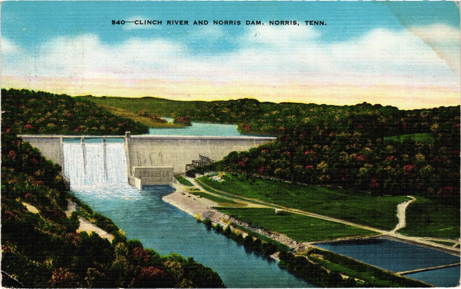 TENNESSEE Norris Clinch River & Norris Dam c1949 TN Postcard