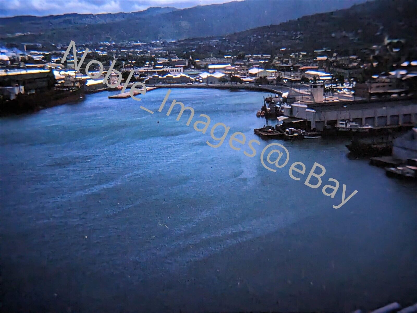 1963 Honolulu Harbor Aerial View Hawaii Kodachrome 35mm Slide