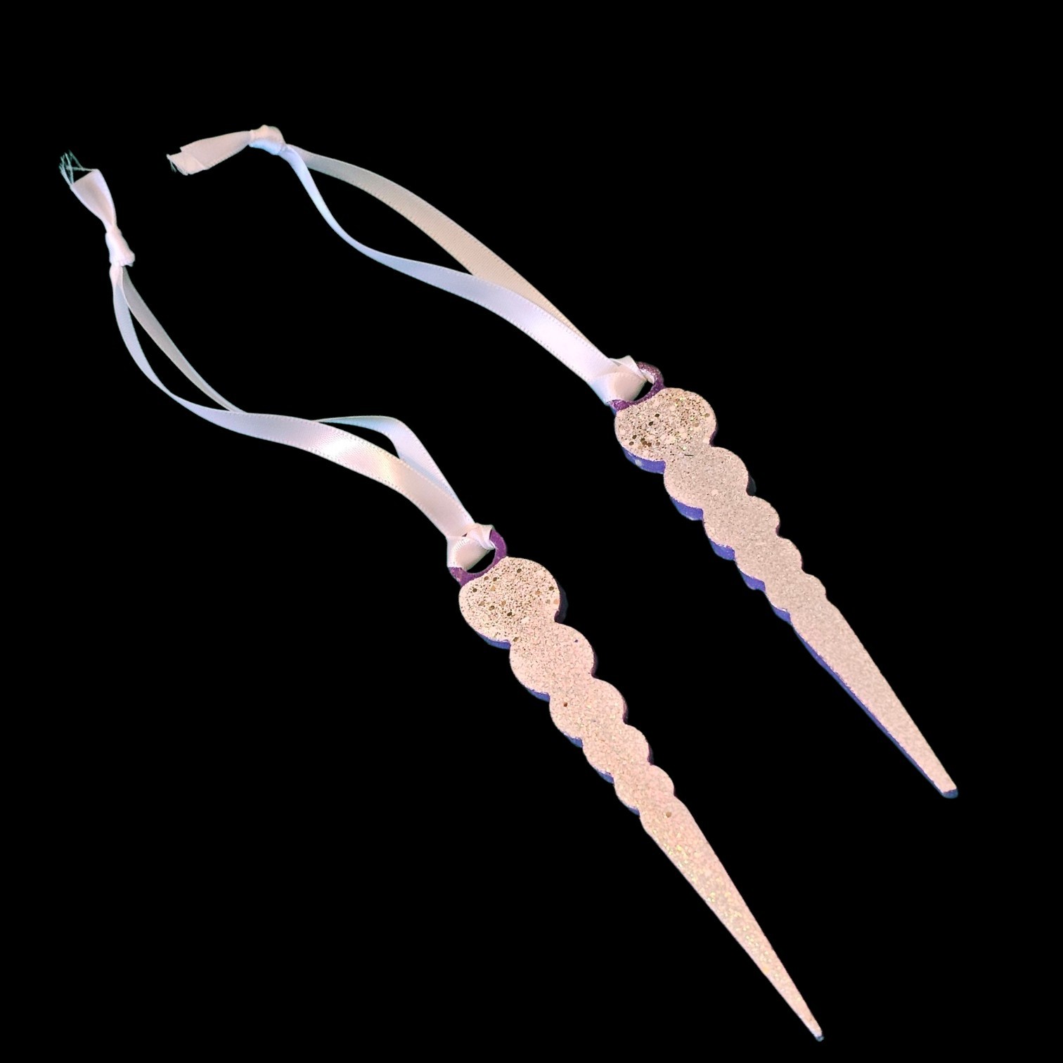 Darby\'s Treasures Icicle Ornaments Purple Holographic Glitter Ceramic Resin 5 in Darby\'s Treasures Icicle Ornaments Purple Holographic Glitter Ceramic Resin 5 in