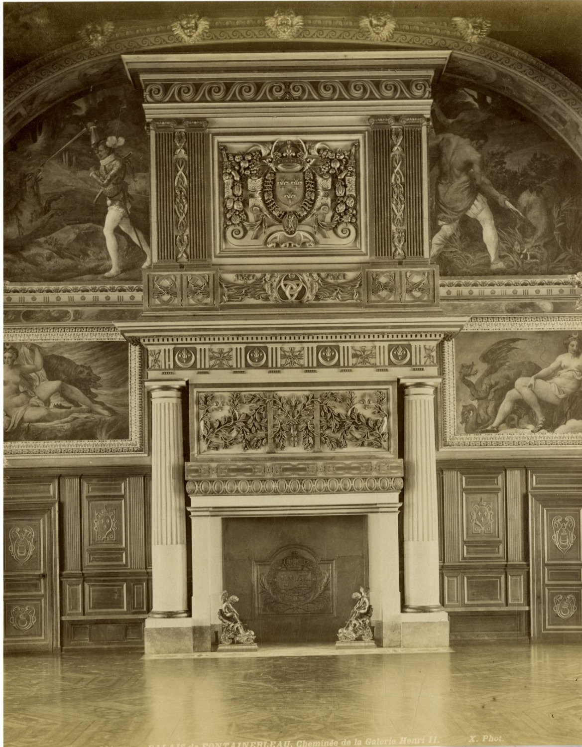 X. France, Fontainebleau, Palais, Fireplace de la Galerie Henri II vintage album