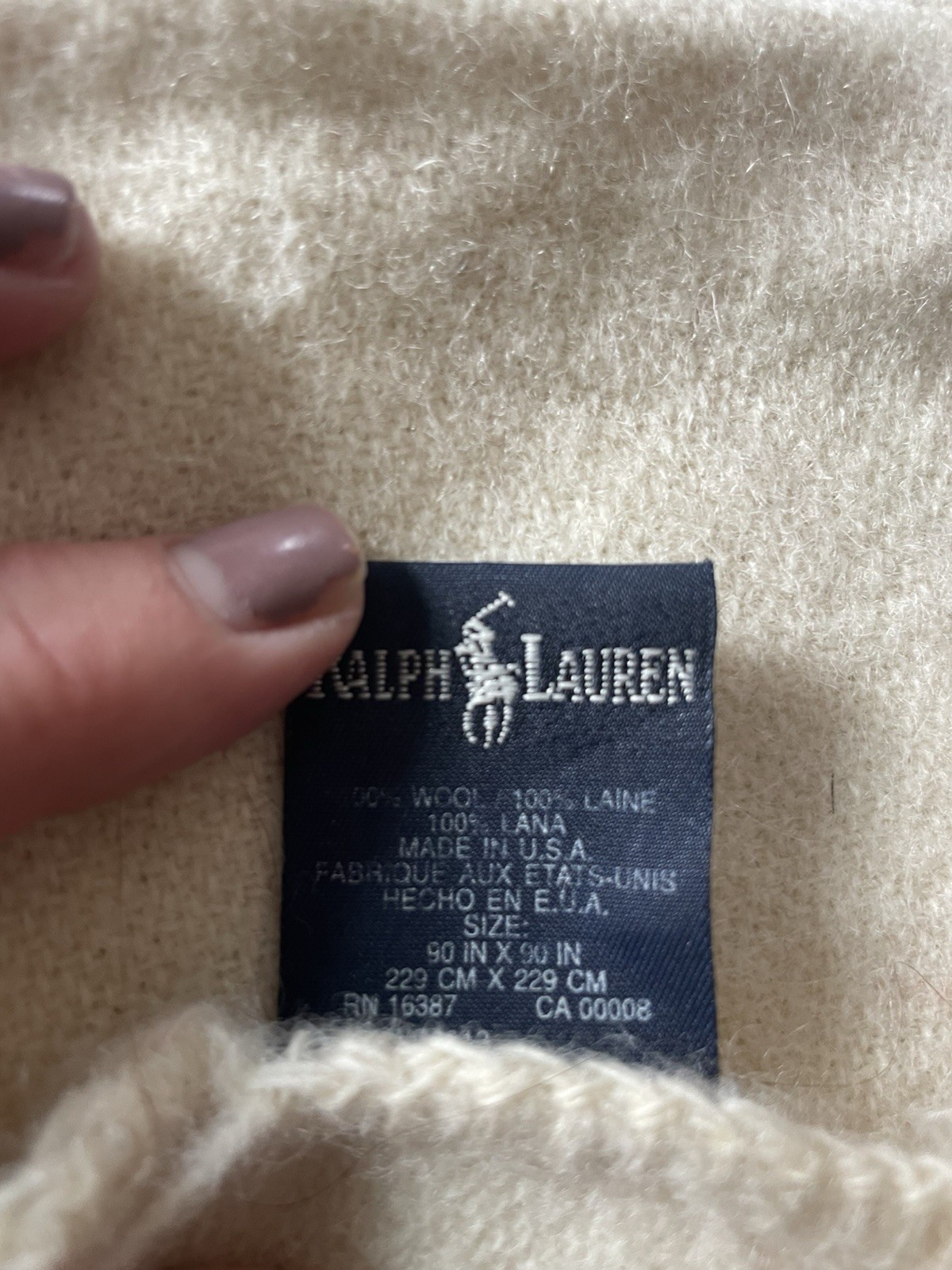 Vintage Ralph Lauren 100% wool queen blanket 90 x 90